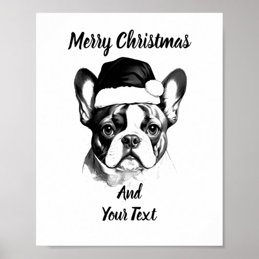 French Bulldog Christmas Poster Instant Download (Voorkant)