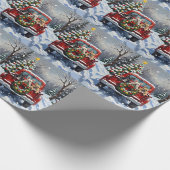 French Bulldog Christmas Red Truck Holiday Cadeaupapier (Hoek)