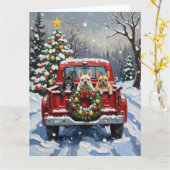 French Bulldog Christmas Red Truck Holiday Kaart (Gele Bloem)