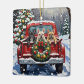 French Bulldog Christmas Red Truck Holiday Keramisch Ornament (Links)