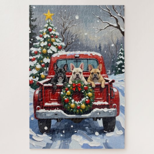 French Bulldog Christmas Red Truck Holiday Legpuzzel (Verticaal)