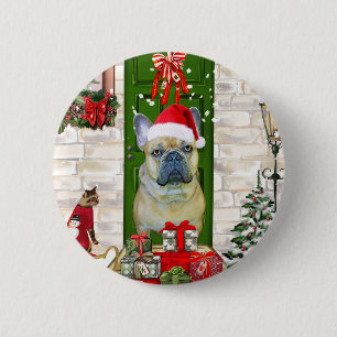 French Bulldog Christmas Ronde Button 5,7 Cm