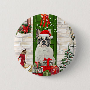 French Bulldog Christmas Ronde Button 5,7 Cm