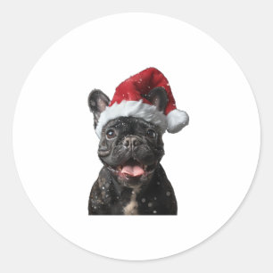 French Bulldog Christmas Ronde Sticker