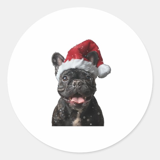 French Bulldog Christmas Ronde Sticker (Voorkant)