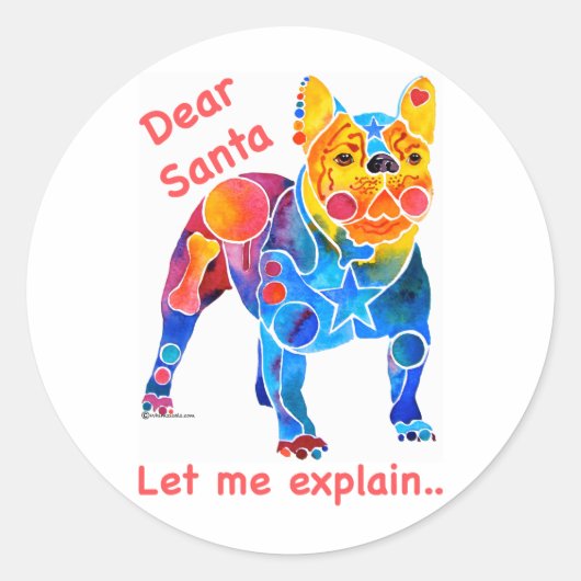 French Bulldog Christmas Ronde Sticker (Voorkant)