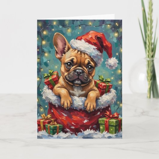 French Bulldog Christmas Santa Bag Adventure Kaart (Voorkant)