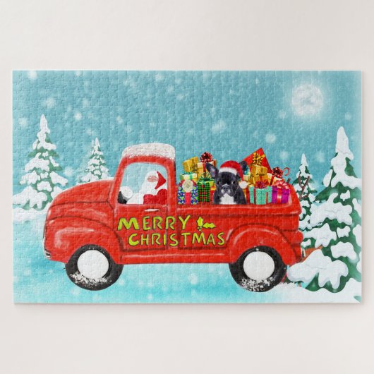 French Bulldog Christmas Santa Delivery Truck Legpuzzel (Horizontaal)