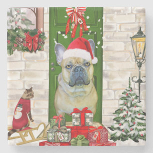 French Bulldog Christmas Stenen Onderzetter