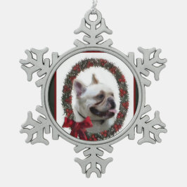 French Bulldog Christmas Tin Sneeuwvlok Ornament