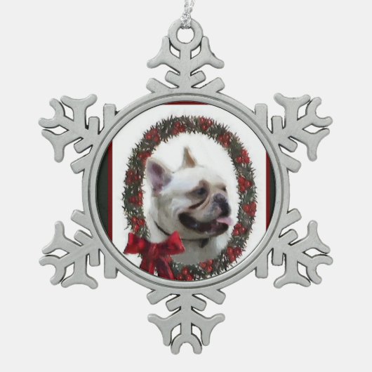 French Bulldog Christmas Tin Sneeuwvlok Ornament (Voorkant)