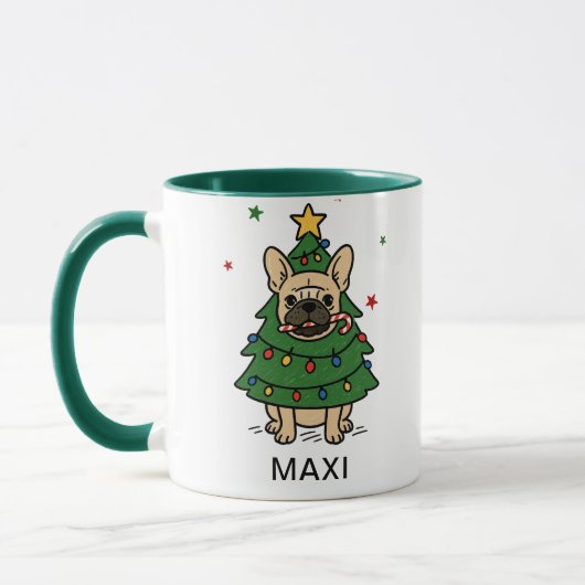 French Bulldog Christmas Tree Custom Name Mok (Links)