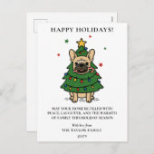 French Bulldog Christmas Tree Dog Frenchie Feestdagenkaart (Voorkant / Achterkant)