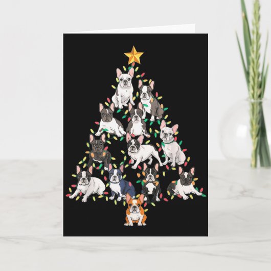 French Bulldog Christmas Tree Frenchie Dog Xmas Pa Kaart (Voorkant)
