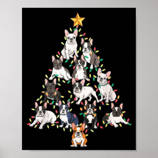 French Bulldog Christmas Tree Frenchie Dog Xmas Pa Poster (Voorkant)