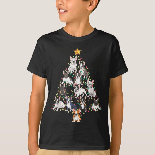 French Bulldog Christmas Tree Frenchie Dog Xmas Pa T-shirt (Voorkant)