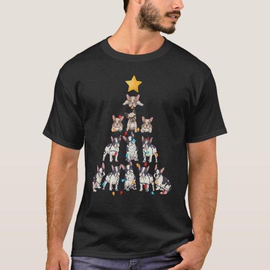 French Bulldog Christmas Tree Frenchie Dog Xmas PJ T-shirt (Voorkant)