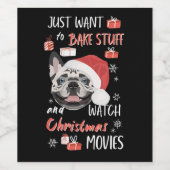 French Bulldog Christmas Wijn Etiket (Enkel label)