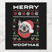 French Bulldog Christmas Wijn Etiket (Enkel label)