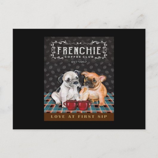 French Bulldog Coffee Briefkaart (Voorkant)