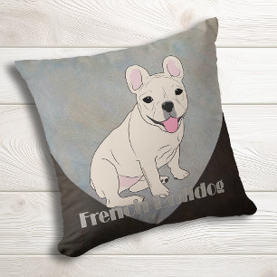 French Bulldog Coffee Brown Blue Ice Grunge Kussen