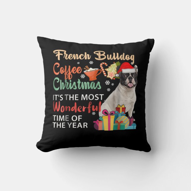 French Bulldog Coffee Christmas It's Wonderful Kussen (Voorkant)