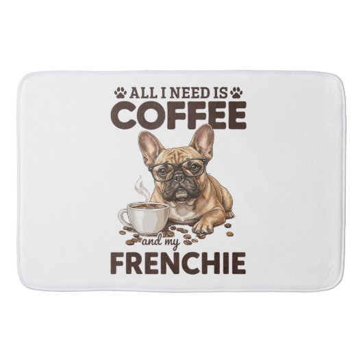 French Bulldog Coffee Frenchie Dog Badmat (Voorkant)