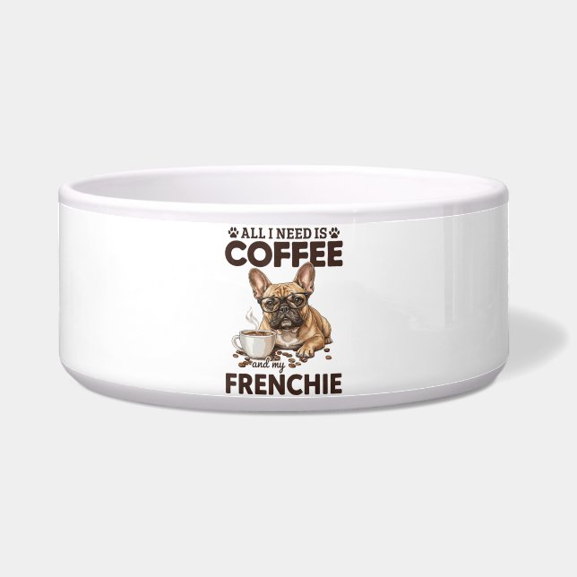 French Bulldog Coffee Frenchie Dog Voerbakje (Voorkant)