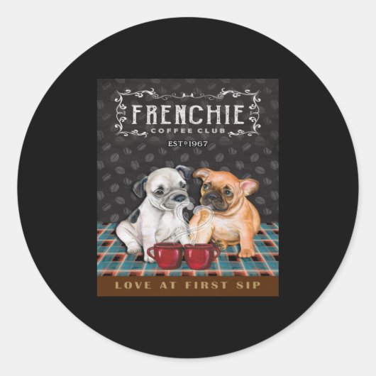 French Bulldog Coffee Ronde Sticker (Voorkant)