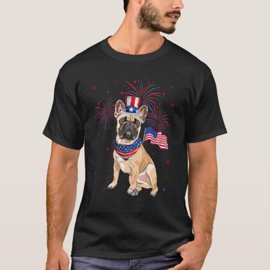 French Bulldog Costume American Flag 4th Of July F T-shirt (Voorkant)