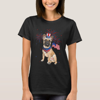 French Bulldog Costume American Flag 4th Of July F T-shirt
