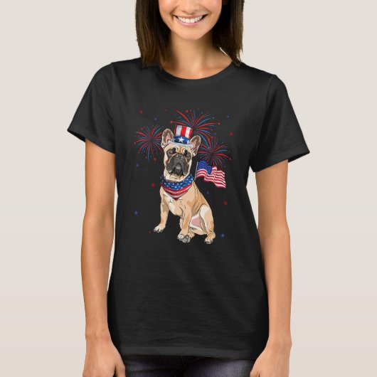 French Bulldog Costume American Flag 4th Of July F T-shirt (Voorkant)
