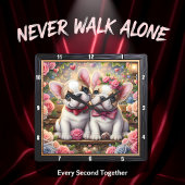 French Bulldog Couple Rose Garden Vierkante Klok