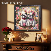 French Bulldog Couple Rose Garden Vierkante Klok
