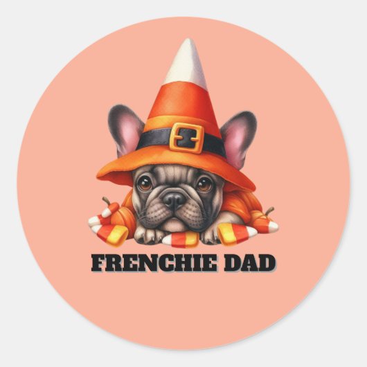 French Bulldog Cute Halloween Candy Costume Ronde Sticker (Voorkant)