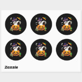 French Bulldog Dabbing To Open Pumpkin Halloween Ronde Sticker (Vel)