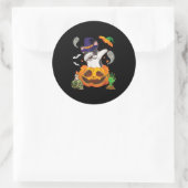 French Bulldog Dabbing To Open Pumpkin Halloween Ronde Sticker (Tas)