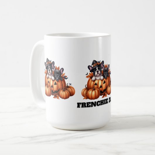 French Bulldog Dad Halloween Pumpkins Koffiemok (Voorkant links)