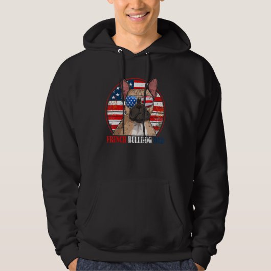 French Bulldog Dad Retro American Flag Patriotic S Hoodie (Voorkant)