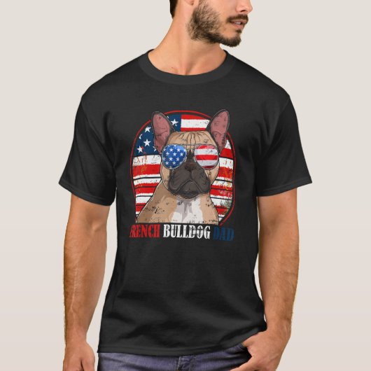 French Bulldog Dad Retro American Flag Patriotic S T-shirt (Voorkant)