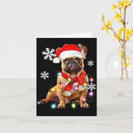 French Bulldog Dog Christmas Light Pajama Pet Xmas Kaart (Gele Bloem)