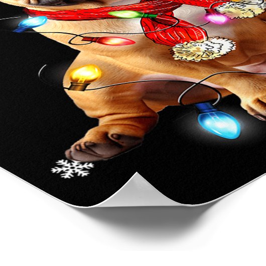 French Bulldog Dog Christmas Light Pajama Pet Xmas Poster (Hoek)