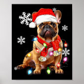 French Bulldog Dog Christmas Light Pajama Pet Xmas Poster (Voorkant)