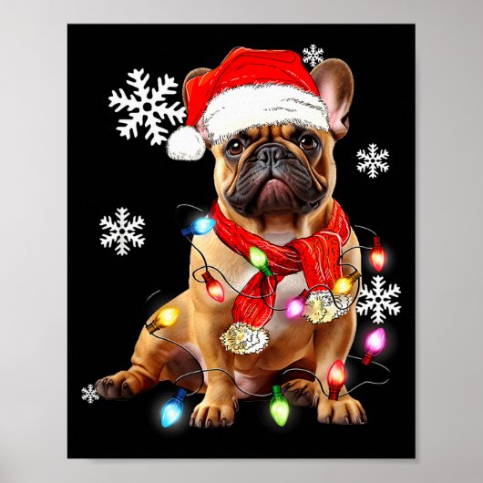 French Bulldog Dog Christmas Light Pajama Pet Xmas Poster (Voorkant)