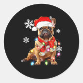 French Bulldog Dog Christmas Light Pajama Pet Xmas Ronde Sticker (Voorkant)