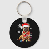 French Bulldog Dog Christmas Light Pajama Pet Xmas Sleutelhanger (Voorkant)