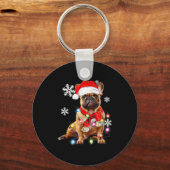 French Bulldog Dog Christmas Light Pajama Pet Xmas Sleutelhanger (Voorkant)