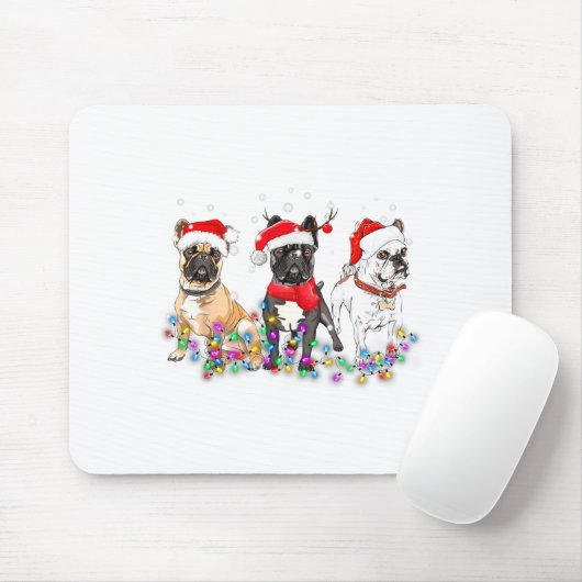 French Bulldog Dog Christmas Lights Cute Pet Match Muismat (Met muis)