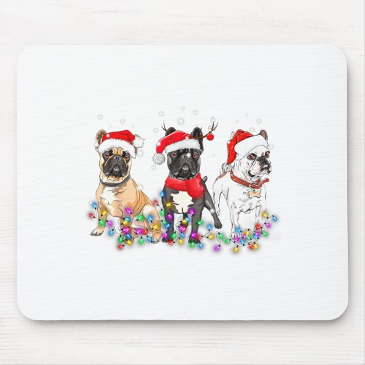 French Bulldog Dog Christmas Lights Cute Pet Match Muismat (Voorkant)