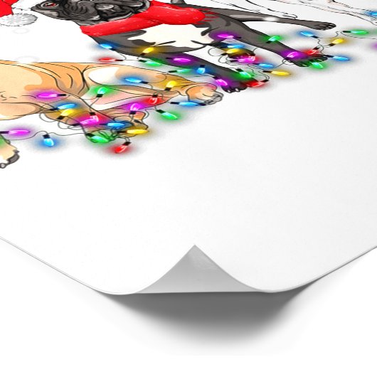 French Bulldog Dog Christmas Lights Cute Pet Match Poster (Hoek)